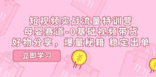 小视频实战演练总流量夏令营，母婴用品跑道-0基本卖货，好物分享，爆量秘笈 平稳开单-天天有课网