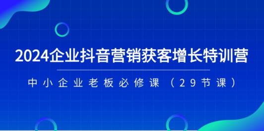 2024企业抖音营销拓客提高夏令营，中小型企业老总必修课程-天天有课网