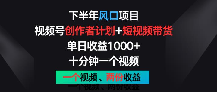后半年蓝海项目，微信视频号创作者计划 短视频带货，单日盈利1000 ，一个视频二份盈利-天天有课网