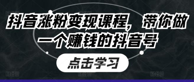 抖音涨粉变现课程，带你做一个赚钱的抖音号-天天有课网