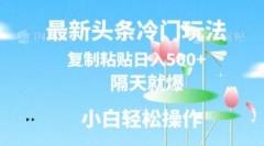 最新头条冷门玩法，隔天就爆，复制粘贴日入500+-天天有课网
