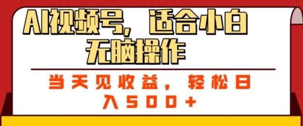 ai视频号，适合小白无脑操作，当天见收益，轻松日入5张-天天有课网