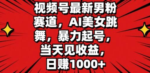 微信视频号全新粉丝跑道，AI美女跳舞，暴力行为养号，当日见盈利，日赚1K-天天有课网