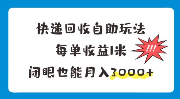 快递回收自助式游戏玩法，每一单盈利1米，闭上眼也可以月入3000-天天有课网
