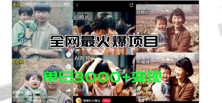 各大网站爆红的AI让老照片动起来实例教程，借势营销日赚3000 ，含有完全免费专用工具一键…-天天有课网