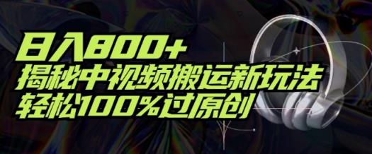 日入800+，揭秘中视频搬运新玩法，轻松100%过原创-天天有课网