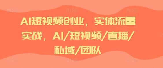 AI短视频创业，实体流量实战，AI/短视频/直播/私域/团队-天天有课网
