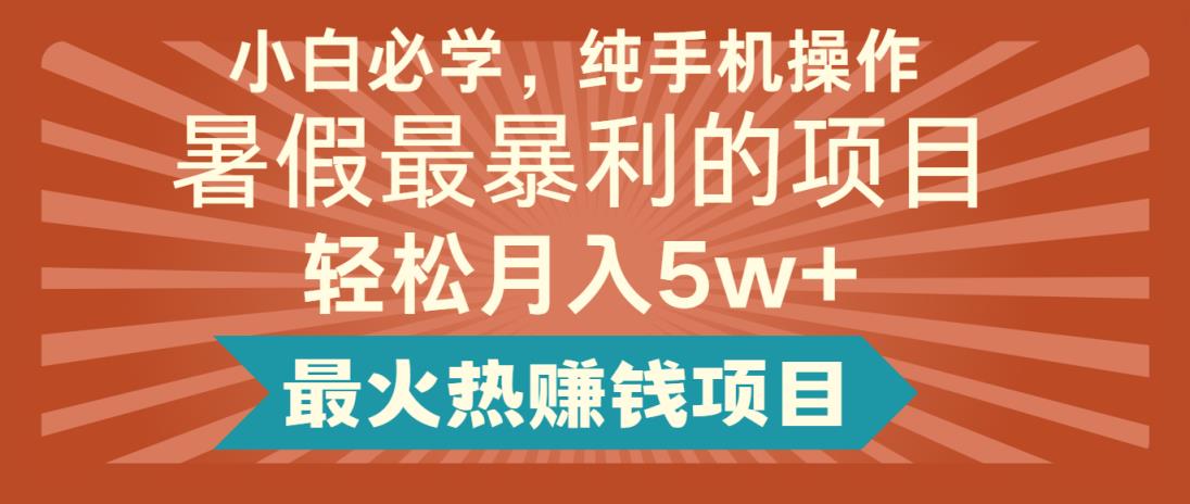 2024暑期最赚钱的项目，简易没脑子实际操作，每单利润至少500 ，轻轻松松月入5万-天天有课网