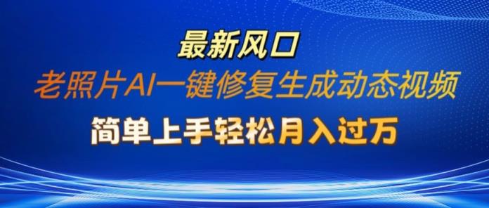 旧照片AI一键修复形成动态图片新模式，简易入门全新总流量出风口，轻轻松松月入了W-天天有课网