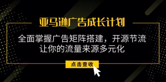 亚马逊-广告成长计划，掌握广告矩阵搭建/开源节流/流量来源多元化-天天有课网