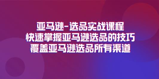 亚马逊-选品实战课程，快速掌握亚马逊选品的技巧，覆盖亚马逊选品所有渠道-天天有课网