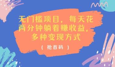 零门槛新项目，每天花费2分钟平躺着盈利，多种多样盈利方法(抢首码)-天天有课网