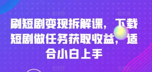 刷短剧剧本转现拆卸课，免费下载短剧剧本接任务获得收益，适合白上手-天天有课网