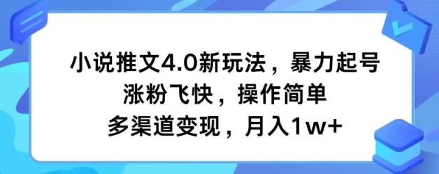 小说推文4.0新玩法，暴力起号，涨粉飞快，操作简单，多渠道变现，月入1w+-天天有课网