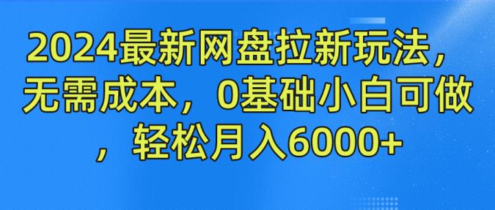 2024最新网盘拉新玩法，无需成本，0基础小白可做，轻松月入6000+-天天有课网
