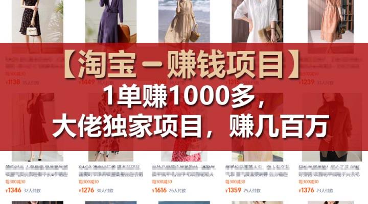 【淘宝赚钱项目】1单可赚1000多，大佬独家项目，年赚几百万-天天有课网