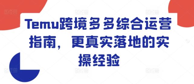 Temu跨境电商多多的综合性运营指南，更准确落地实战经验-天天有课网