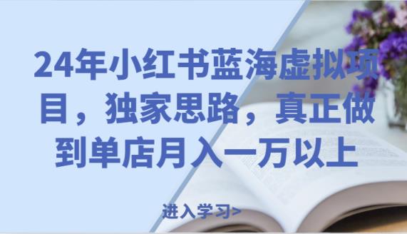 24年小红书的瀚海虚拟资源项目，独家代理构思，充分体现门店月入一万之上。-天天有课网