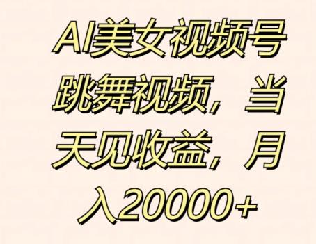 AI美女丝袜号跳舞的视频，当日见盈利，月入2w-天天有课网