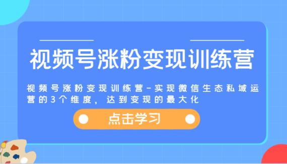 视频号涨粉变现训练营-实现微信生态私域运营的3个维度，达到变现的最大化-天天有课网
