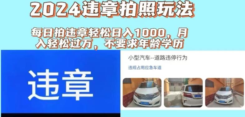 2024违章拍照新玩法，推广躺赚+拍照赚钱双模式，日入1000+-天天有课网
