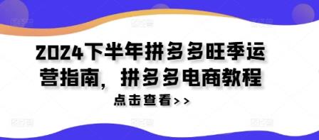2024后半年拼多多平台高峰期运营指南，拼多多电商实例教程-天天有课网