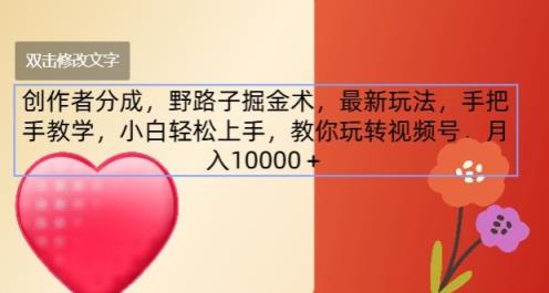 原创者分为，歪门邪道掘金队术，全新游戏玩法，一对一教学，新手快速上手，教大家轻松玩微信视频号-天天有课网