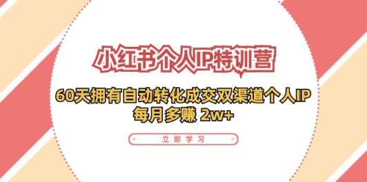 小红书个人IP陪跑营：两个月打造自动转化成交的多渠道个人IP，每月收入2w+-天天有课网