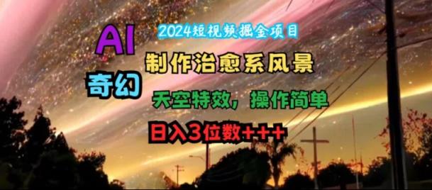 2024短视频掘金项目，AI制作治愈系风景，奇幻天空特效，操作简单，日入3位数【揭秘】-天天有课网