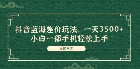 抖音蓝海差价玩法，一天3500+，小白一部手机轻松上手-天天有课网