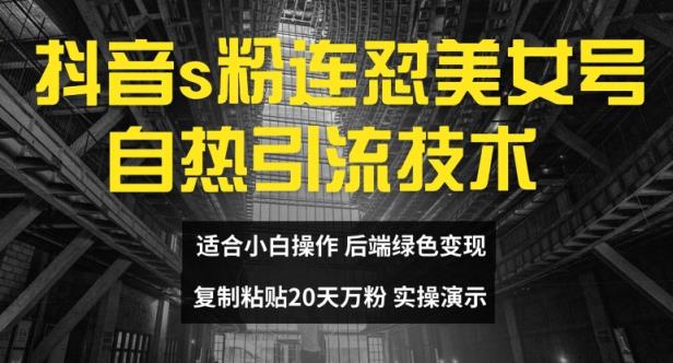 抖音s粉连怼美女号自热引流技术复制粘贴，20天万粉账号，无需实名制，矩阵操作【揭秘】-天天有课网