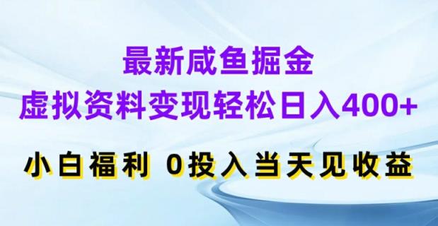 最新咸鱼掘金，虚拟资料变现，轻松日入400+，小白福利，0投入当天见收益【揭秘】-天天有课网