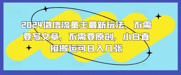 2024微信流量主全新游戏玩法，不用发表文章，不用原创设计，新手立即运送可日入多张-天天有课网