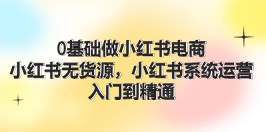 0基础做小红书电商，小红书无货源，小红书系统运营，入门到精通 (70节)-天天有课网