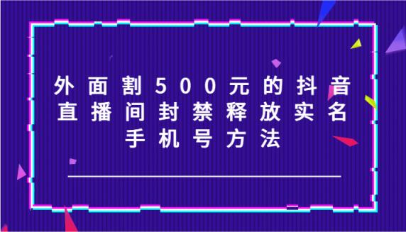 外边割500块的抖音直播封停释放出来实名认证/手机号码方式！-天天有课网