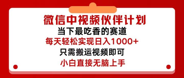 微信中视频伙伴计划，仅靠搬运就能轻松实现日入500+，关键操作还简单，…-天天有课网