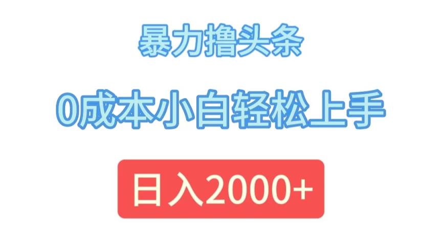 暴力撸头条，0成本小白轻松上手，日入2000+-天天有课网