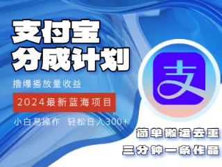 2024蓝海项目，支付宝分成计划项目，教你刷爆播放量收益，三分钟一条作…-天天有课网