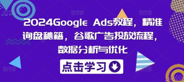 2024Google Ads教程，精准询盘秘籍，谷歌广告投放流程，数据分析与优化-天天有课网