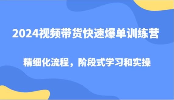 2024短视频带货迅速打造爆款夏令营，精细化管理步骤，环节式教学和实际操作-天天有课网