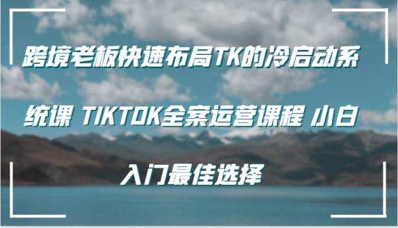 跨境电商老总快速布局TK的冷启系统软件课 TIKTOK软装营销课程 新手新手入门最好的选择-天天有课网