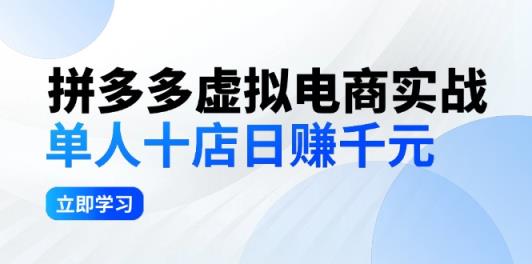 拼夕夕虚拟电商实战：单人10店日赚千元，深耕老项目，稳定盈利不求风口-天天有课网