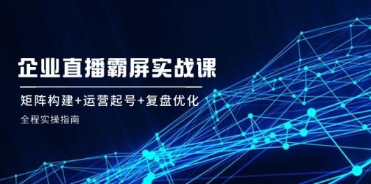 企业直播霸屏实战课：矩阵构建+运营起号+复盘优化，全程实操指南-天天有课网