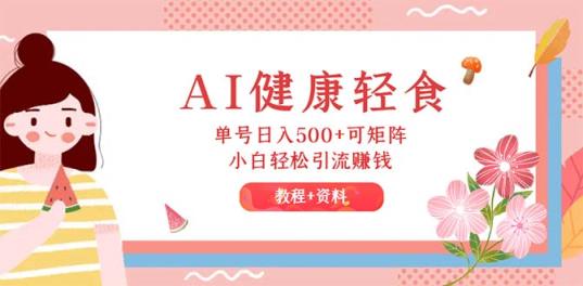 AI健康轻食，单号日入500+可矩阵，小白轻松引流赚钱-天天有课网