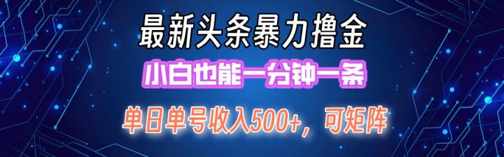 最新暴力头条掘金日入500+，矩阵操作日入2000+ ，小白也能轻松上手！-天天有课网