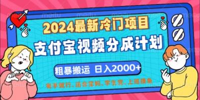 2024全新蓝海项目，支付宝钱包短视频分为方案，立即粗鲁运送，有手就行-天天有课网