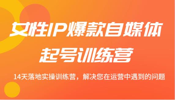 女性IP爆款自媒体起号训练营 14天落地实操训练营，解决您在运营中遇到的问题-天天有课网