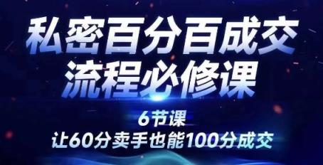 私密百分百成交流程线上训练营，绝对成交，让60分卖手也能100分成交-天天有课网