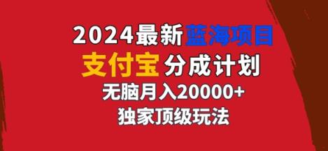 2024最新蓝海项目，支付宝分成计划，独家顶级玩法，无脑自动剪辑，-天天有课网