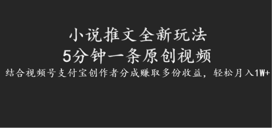 小说推文全新玩法，5分钟一条原创视频，结合视频号支付宝创作者分成赚取多份收益-天天有课网